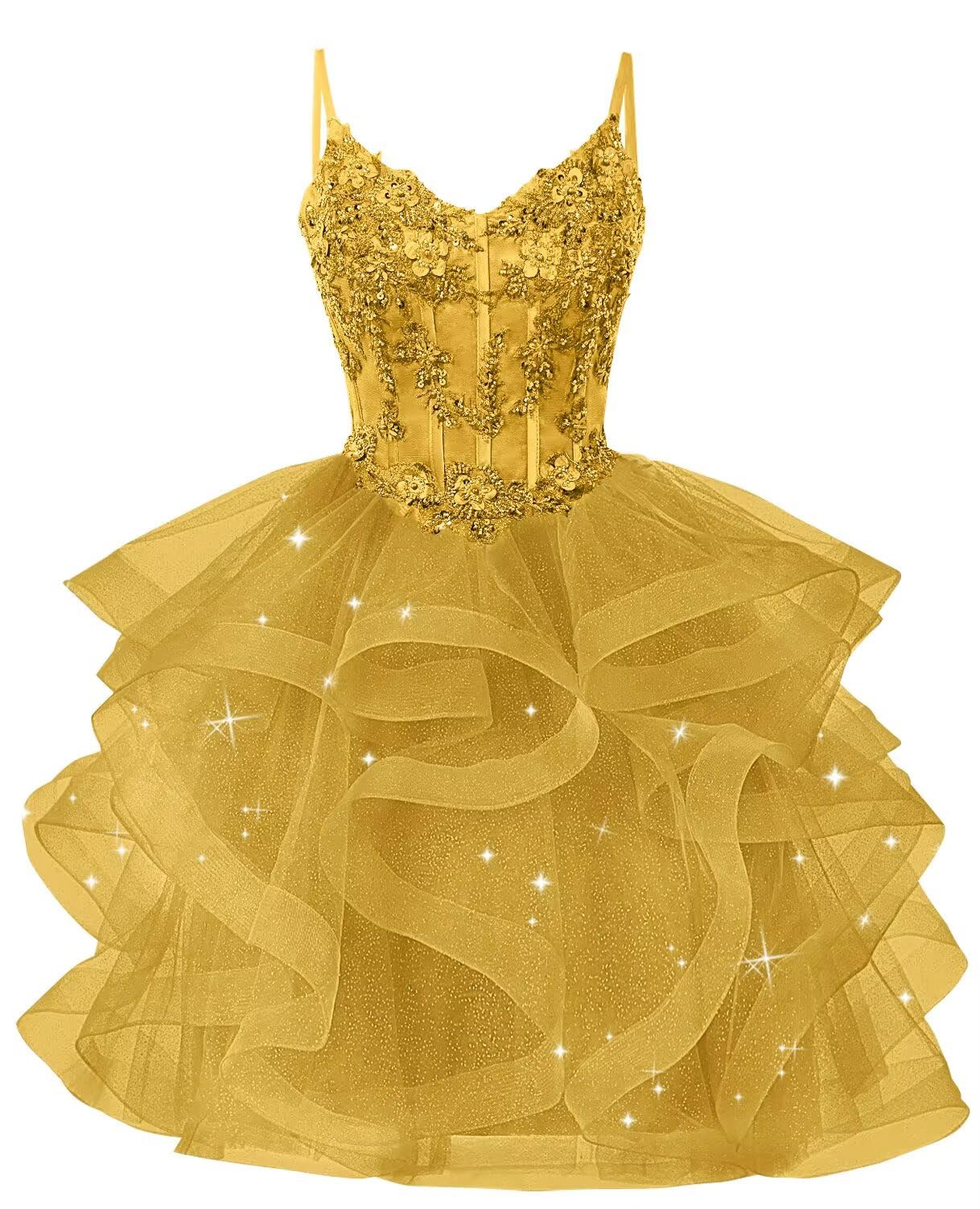 Glitter Tulle Homecoming Dresses 2026 Tiered Ruffles Lace Short Prom Dress for Teens Quinceanera Gowns
