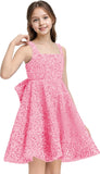 Sequins Flower Girl Dresses Short - Square Neck Princess Pageant Dress Kids A Line Communion Formal Party Gown