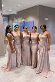 One-Shoulder-Brautjungfernkleider für Hochzeiten, Meerjungfrau-Satin-Ballkleider, lang, figurbetont, formelle Abendkleider 
