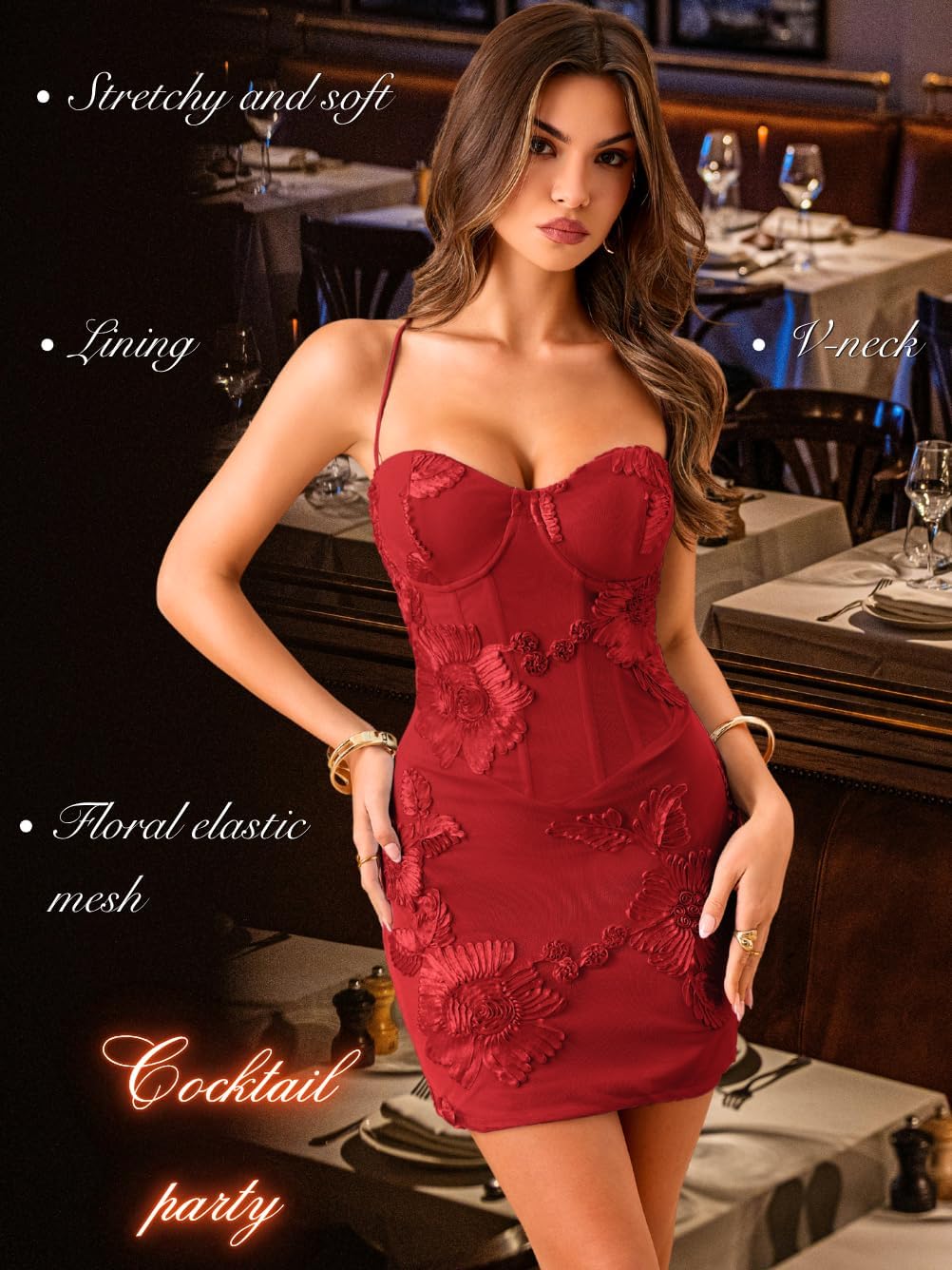 Women's Embroidered Corset Mini Dress, Semi-Formal Sweetheart Tie Back Backless Lace Bodycon Dress for Grad Party & Vacation