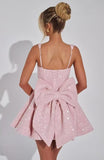 Sparkly Sequin Homecoming Dresses for Teens Short Prom Dress Square Neck Bow Formal Cocktail Gowns with Pockets