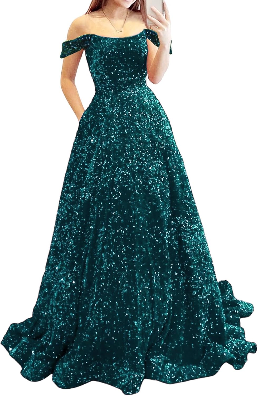 Prom Dresses Long A Line with Pockets Formal Evening Ball Gowns Velvet Velvet Sequins Black Tie Wedding Party Dress