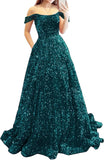 Prom Dresses Long A Line with Pockets Formal Evening Ball Gowns Velvet Velvet Sequins Black Tie Wedding Party Dress