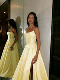 Satin Prom Dresses for Teens Long A-Line Cowl Neck Formal Evening Gown with Slit 2026 Maxi Ball Gowns