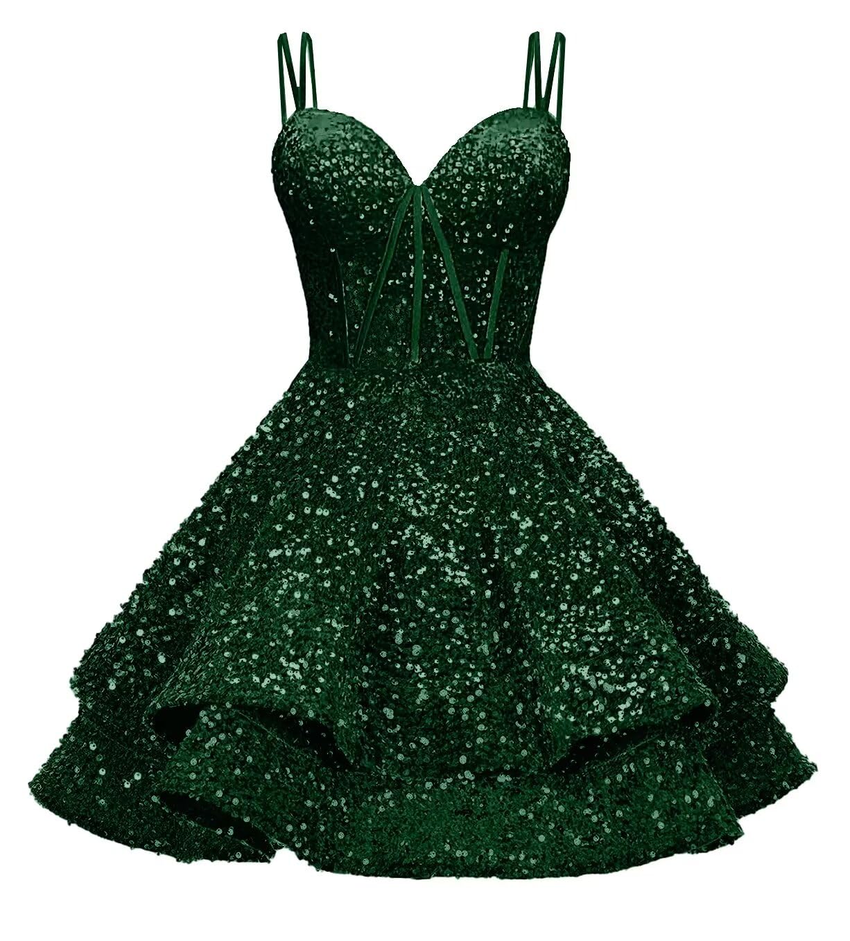 Sequin Homecoming Dresses for Teens 2027 Sparkly Short Layered Aline Prom Dresses Spaghetti Straps Cocktail Party Gowns