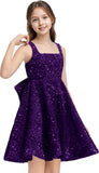 Sequins Flower Girl Dresses Short - Square Neck Princess Pageant Dress Kids A Line Communion Formal Party Gown