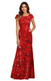 Lace Appliques Scoop Neck Sequin Mother of the Bride Dresses Mermaid Short Sleeve Formal Evening Gowns