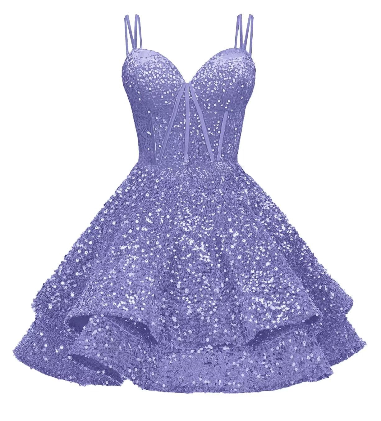 Sequin Homecoming Dresses for Teens 2027 Sparkly Short Layered Aline Prom Dresses Spaghetti Straps Cocktail Party Gowns