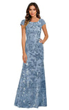 Lace Appliques Scoop Neck Sequin Mother of the Bride Dresses Mermaid Short Sleeve Formal Evening Gowns