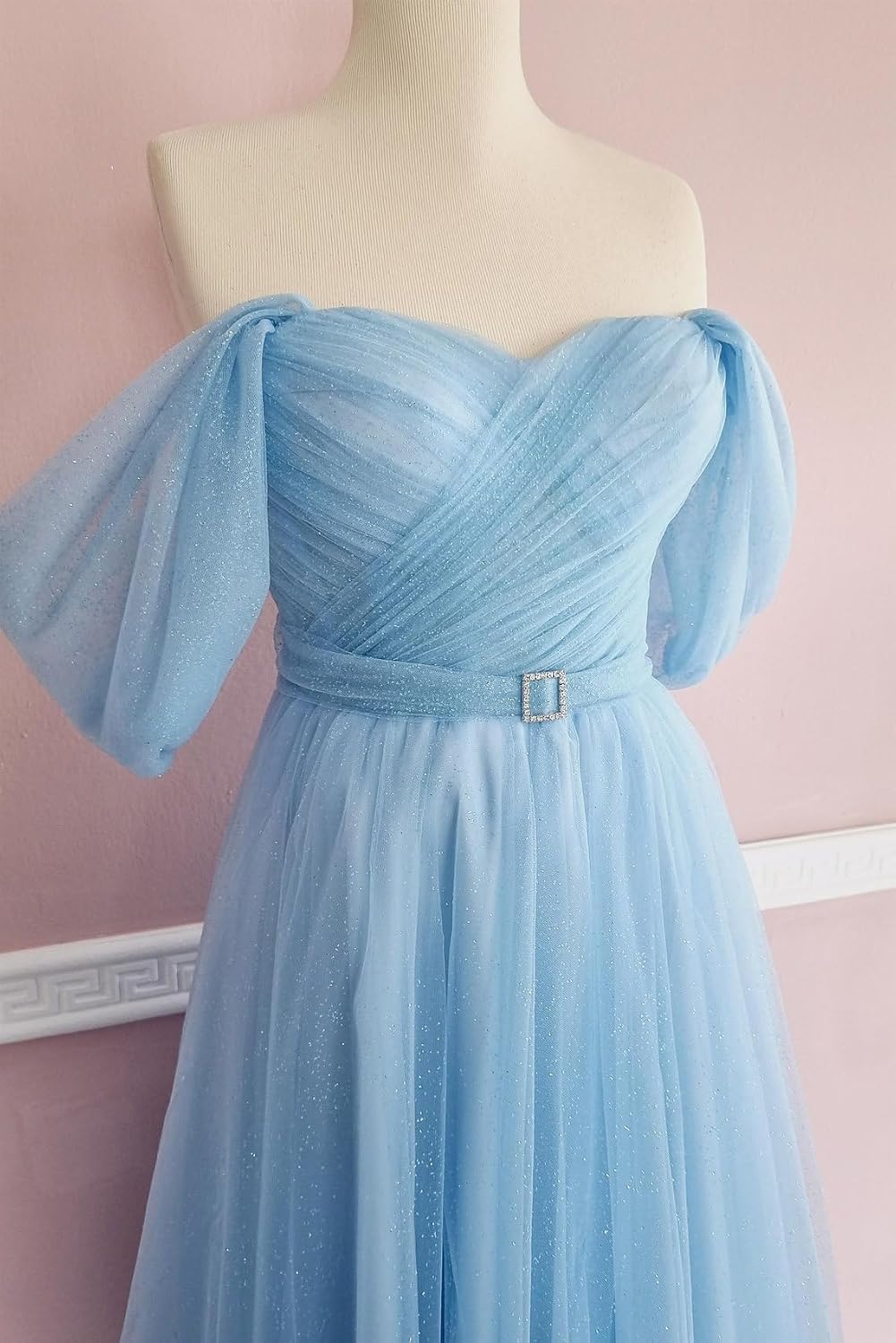Glitter Tulle Prom Dresses Off The Shoulder Sweetheart Puffy Long Evening Gowns for Women 2027