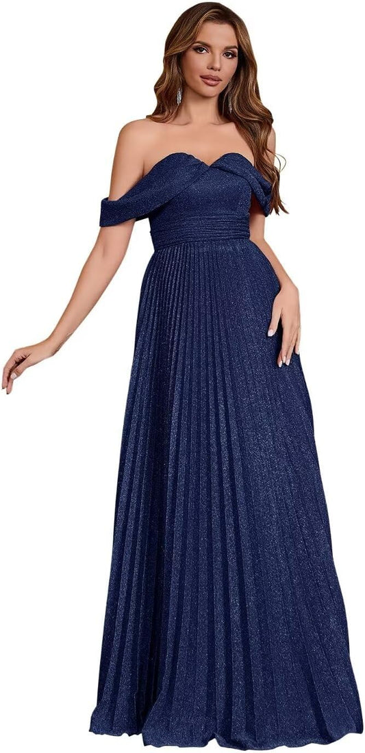 Spaghetti Strap Long Prom Dresses for Women 2026 Ball Gown A Line V-Neck Sparkly Formal Evening Gowns for Wedding
