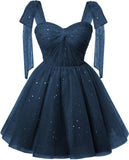 Sparkly Strarry Tulle Homecoming Dresses for Teens 2027 A Line Short Cocktail Party Gowns
