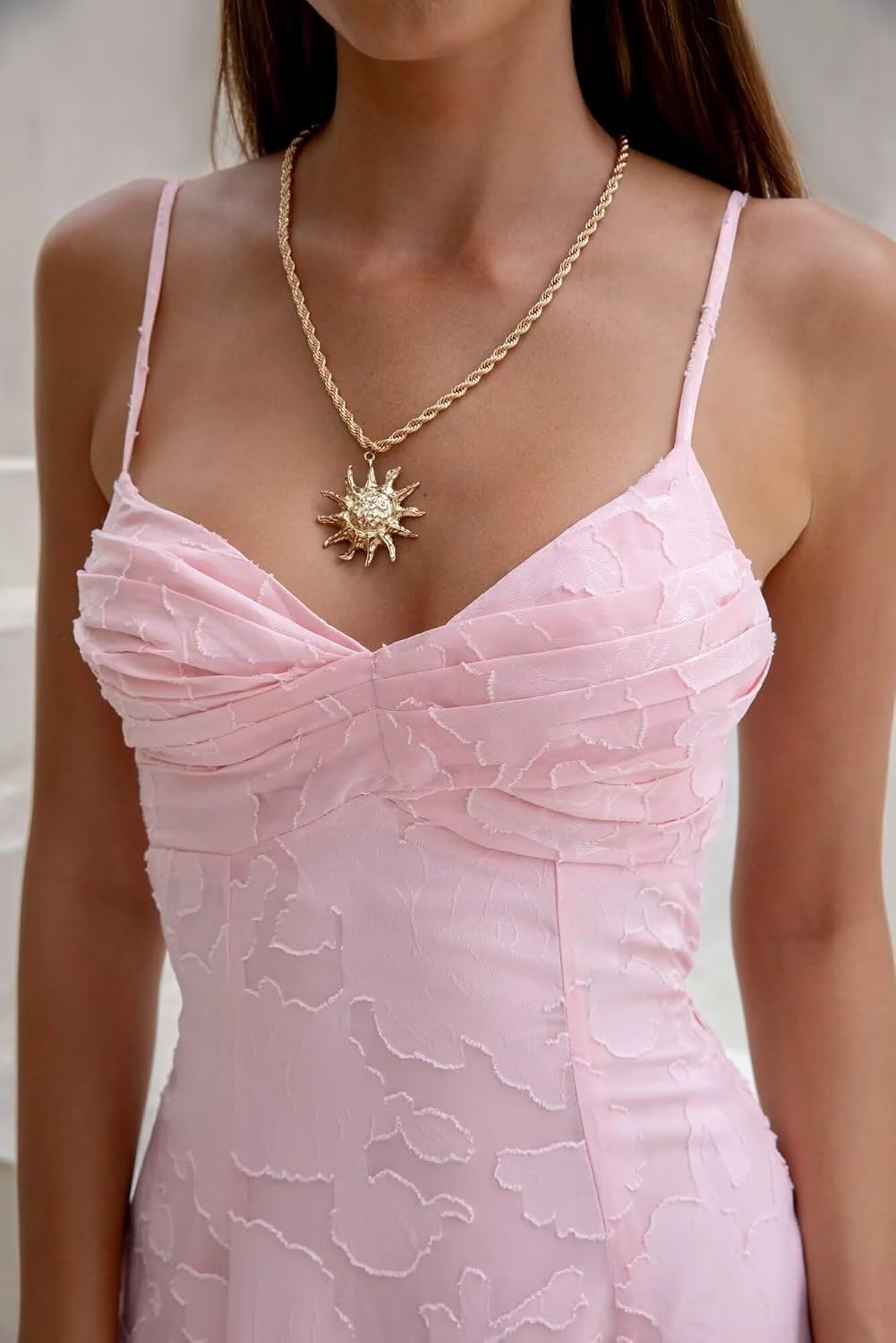 Spaghetti Strap Bridesmaid Dresses for Women Jacquard Floral A Line Long Formal Evening Gown