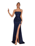 Elegant Evening Dress Women Party Long Formal Dress Sequined Strap Ladies Gown Bodycon Floor Length Female Outfits