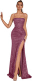 Elegant Evening Dress Women Party Long Formal Dress Sequined Strap Ladies Gown Bodycon Floor Length Female Outfits