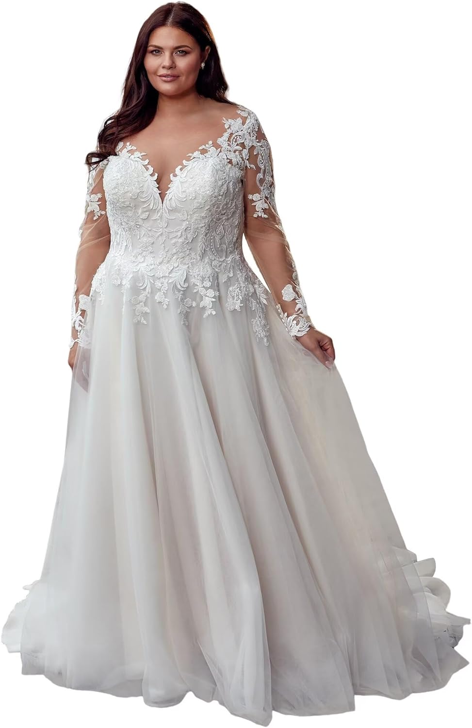 Women's Elegant Lace Beach Wedding Dresses for Bride 2025 with Sleeves Wedding Bridal Gowns