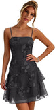 Floral Tiered Homecoming Dresses Mini Ruffle Graduation Dress Lace Short Prom Party Gown for Teens