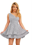 Vestidos de fiesta cortos con lentejuelas brillantes para adolescentes, sexy, con tirantes finos, vestido de fiesta, vestido de cóctel con cuello halter 