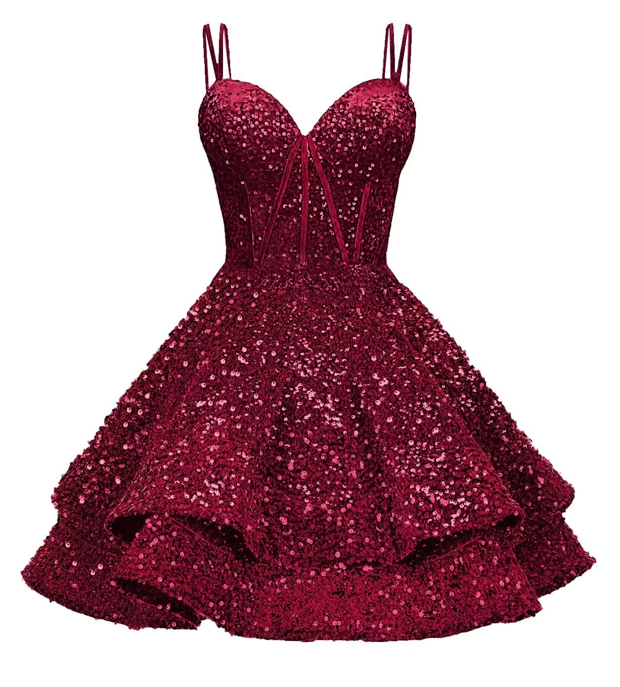 Sequin Homecoming Dresses for Teens 2027 Sparkly Short Layered Aline Prom Dresses Spaghetti Straps Cocktail Party Gowns