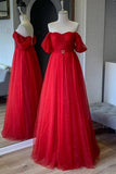 Glitter Tulle Prom Dresses Off The Shoulder Sweetheart Puffy Long Evening Gowns for Women 2027