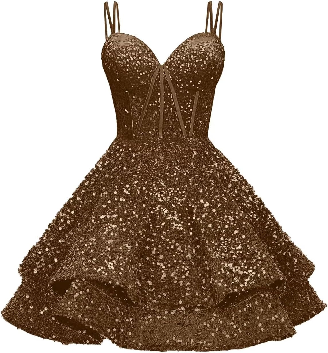 Sequin Homecoming Dresses for Teens 2027 Sparkly Short Layered Aline Prom Dresses Spaghetti Straps Cocktail Party Gowns