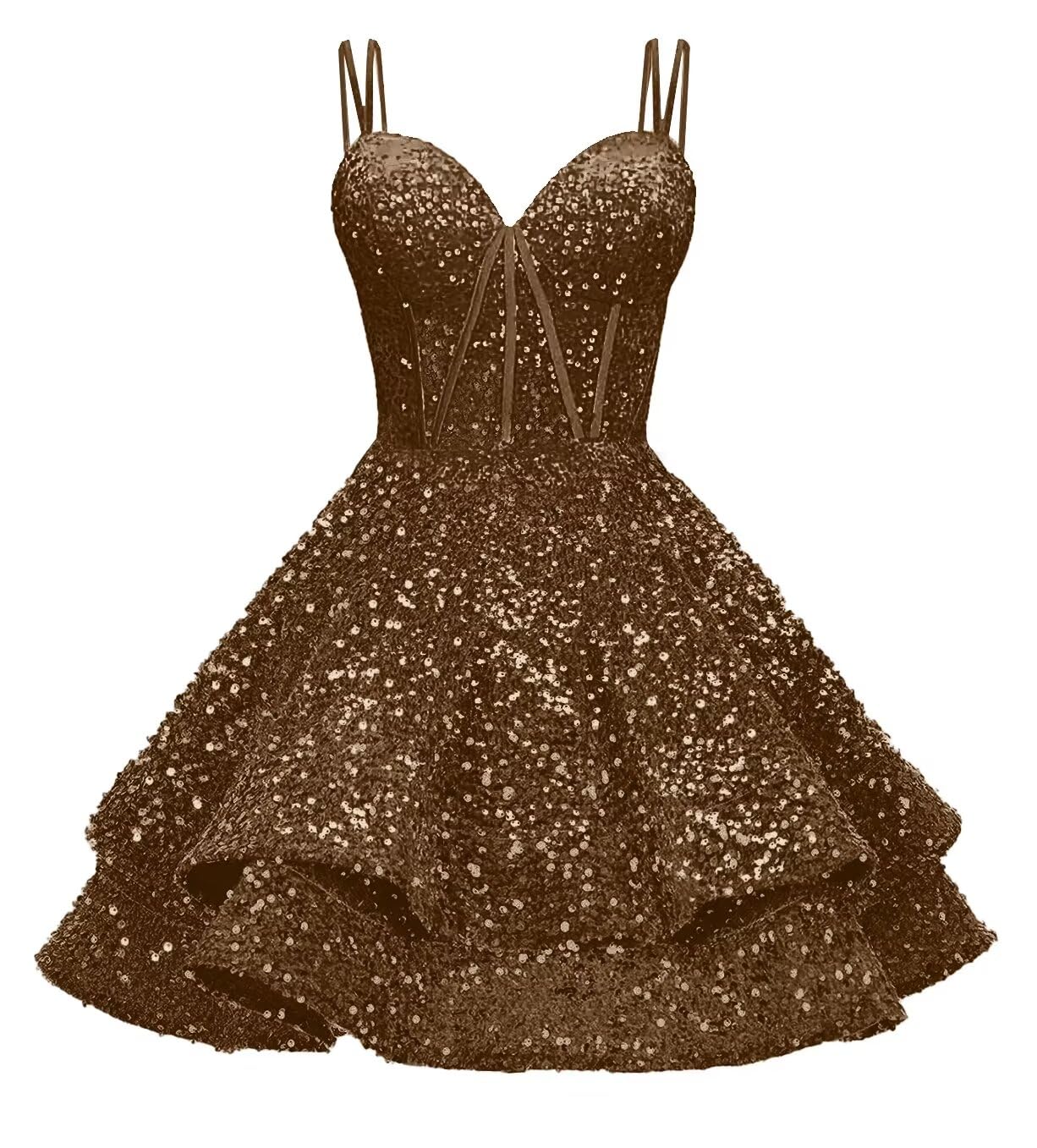 Sequin Homecoming Dresses for Teens 2027 Sparkly Short Layered Aline Prom Dresses Spaghetti Straps Cocktail Party Gowns