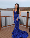 Vestido de fiesta con tirantes finos y lentejuelas, vestido de noche de sirena brillante con abertura, vestidos largos para mujer 2024 