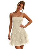 Floral Tiered Homecoming Dresses Mini Ruffle Graduation Dress Lace Short Prom Party Gown for Teens