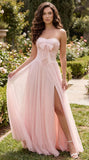 Strapless Chiffon Bow Prom Dresses 2026 Corset Chiffon Pleated A Line Formal Dress
