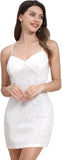 Women's Spaghetti Straps Sparkly Sequins Bodycon Mini Dress Party Nightclub Short Tight Sequin Homecoming Dresses for Teens