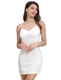 Women's Spaghetti Straps Sparkly Sequins Bodycon Mini Dress Party Nightclub Short Tight Sequin Homecoming Dresses for Teens