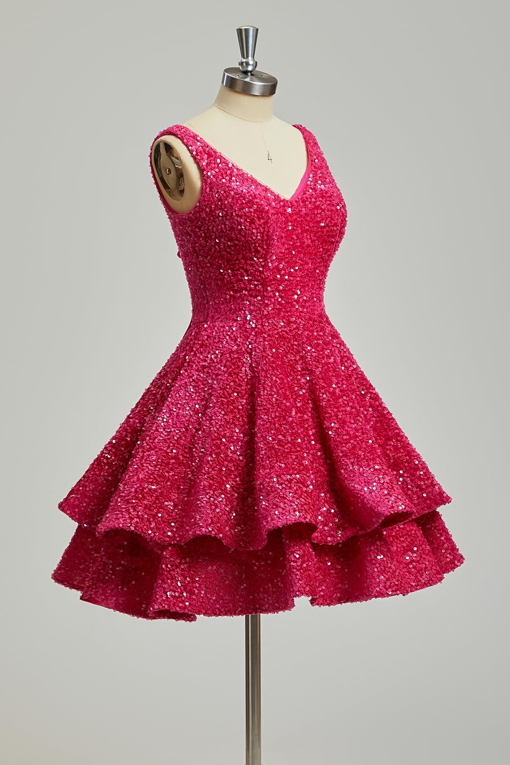 Short 2026 Sparkly Sequin Homecoming Dress for Teen Tiered Corset Ball Prom Cocktail Party Gown for Women