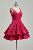 Short 2026 Sparkly Sequin Homecoming Dress for Teen Tiered Corset Ball Prom Cocktail Party Gown for Women