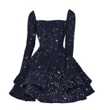 Sequin Short Homecoming Dress for Teen Sparkly Long Sleeve Prom Sweet 16 Dresses Cocktail Gowns