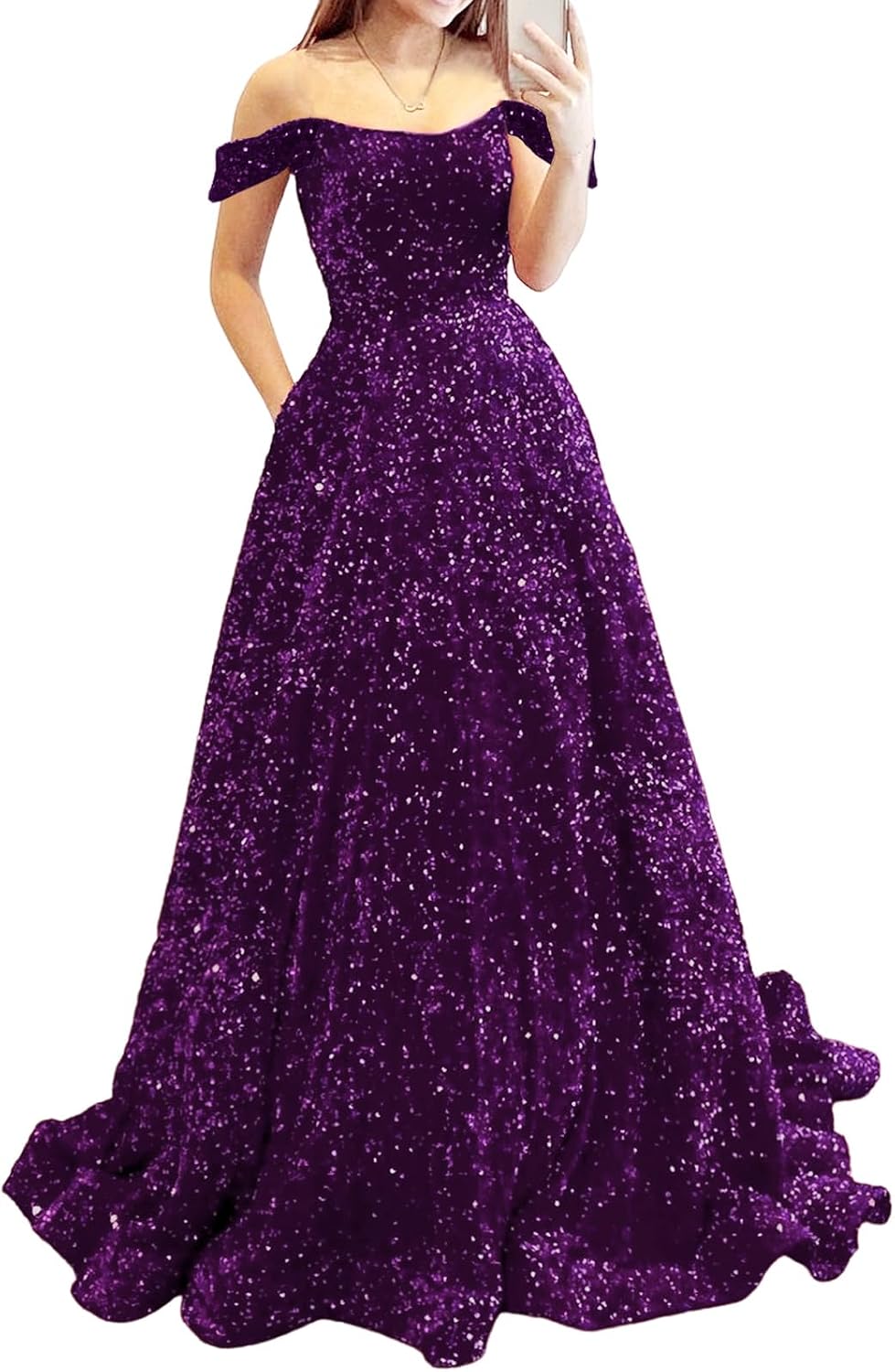 Prom Dresses Long A Line with Pockets Formal Evening Ball Gowns Velvet Velvet Sequins Black Tie Wedding Party Dress