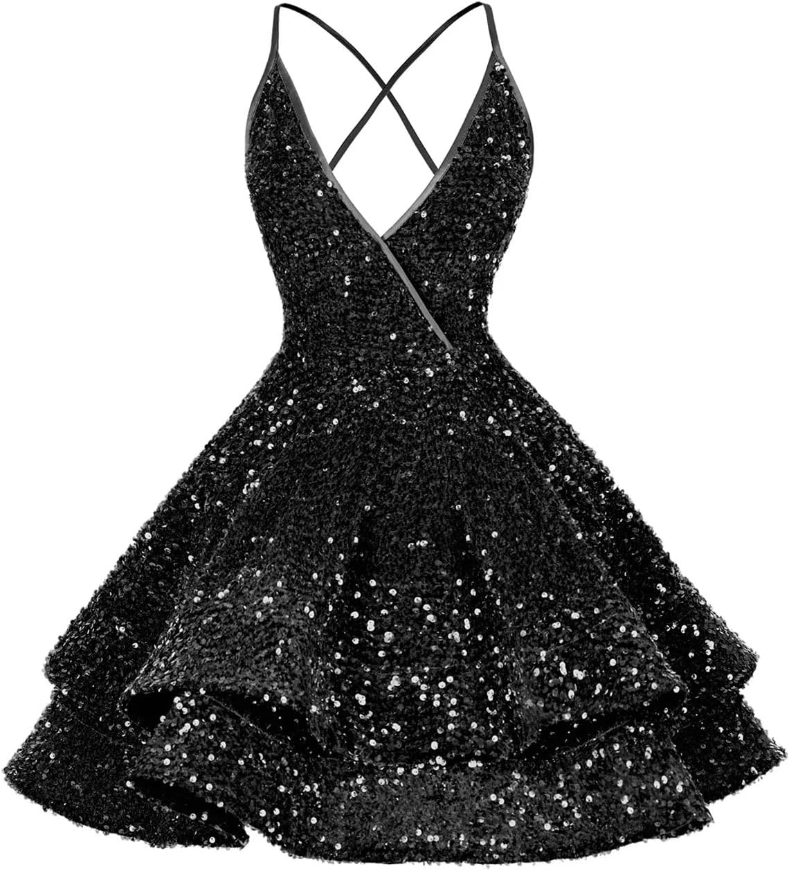 Vestidos de fiesta cortos con lentejuelas brillantes para adolescentes, sexy, con tirantes finos, vestido de fiesta, vestido de cóctel con cuello halter 