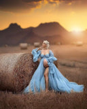 Tulle Maternity Dresses for Photoshoot Long Puffy Bridal Lingeria Robe Pregnancy Gowns Bathgown BabyShower Dress