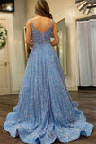 Kingbridal Gowns Spaghetti Straps Prom Dresses Long for Women 2026 A Line Sequin Satin Formal Evening Party Ball Gowns with Slit