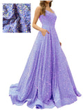 Prom Dresses Long A Line with Pockets Formal Evening Ball Gowns Velvet Velvet Sequins Black Tie Wedding Party Dress
