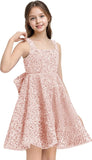 Sequins Flower Girl Dresses Short - Square Neck Princess Pageant Dress Kids A Line Communion Formal Party Gown