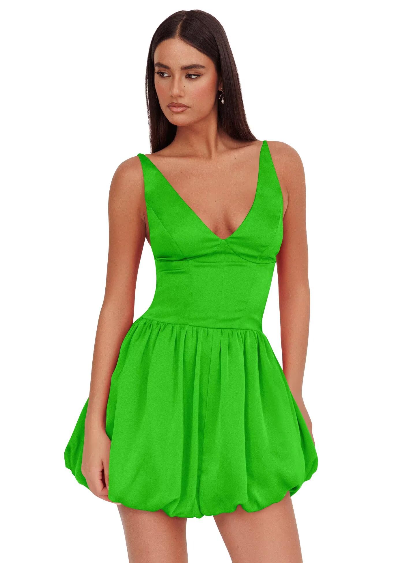 V Neck Satin Homecoming Dresses for Teens 2027 Short Prom Dress A-Line Backless Cocktail Party Gowns with Pockets