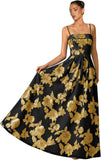 Women's Spaghetti Straps Floral Prom Dresses A Line Strapless Ball Dresses Long Embroidery Formal Evening Dresses