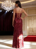 Mermaid Sequin Lace Prom Dresses Long for Women 2026 Spaghetti Straps Corset Formal Evening Party Gown with Slit