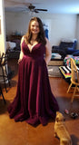 Women's Glittery Spaghetti V-Neck Prom Dresses Long Side Split Formal Evening Gowns