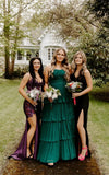Tiered Ruffle Bridesmaid Dresses for Women Spaghetti Straps Long Chiffon Formal Evening Prom Gowns