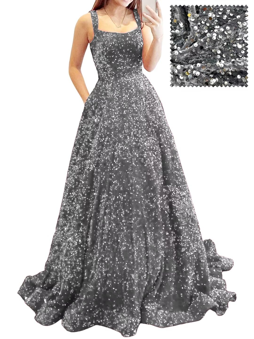 Prom Dresses Long A Line with Pockets Formal Evening Ball Gowns Velvet Velvet Sequins Black Tie Wedding Party Dress