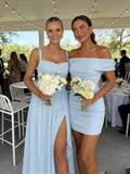 Chiffon Bridesmaid Dresses for Women Long Spaghetti Straps A-line Pleated Formal Evening Party Gowns with Pockets