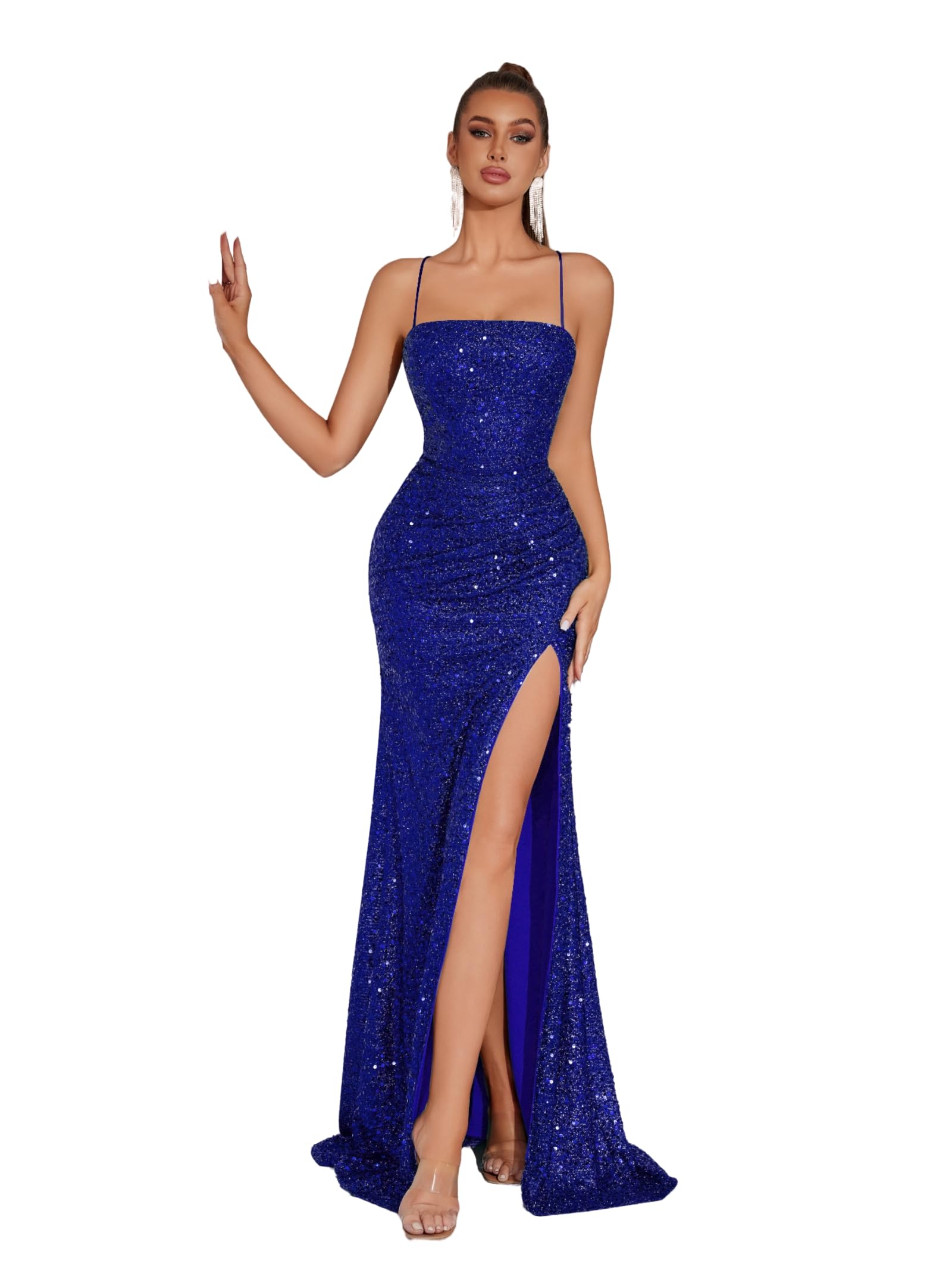 Elegant Evening Dress Women Party Long Formal Dress Sequined Strap Ladies Gown Bodycon Floor Length Female Outfits