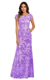 Lace Appliques Scoop Neck Sequin Mother of the Bride Dresses Mermaid Short Sleeve Formal Evening Gowns