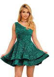 Vestidos de fiesta cortos con lentejuelas brillantes para adolescentes, sexy, con tirantes finos, vestido de fiesta, vestido de cóctel con cuello halter 